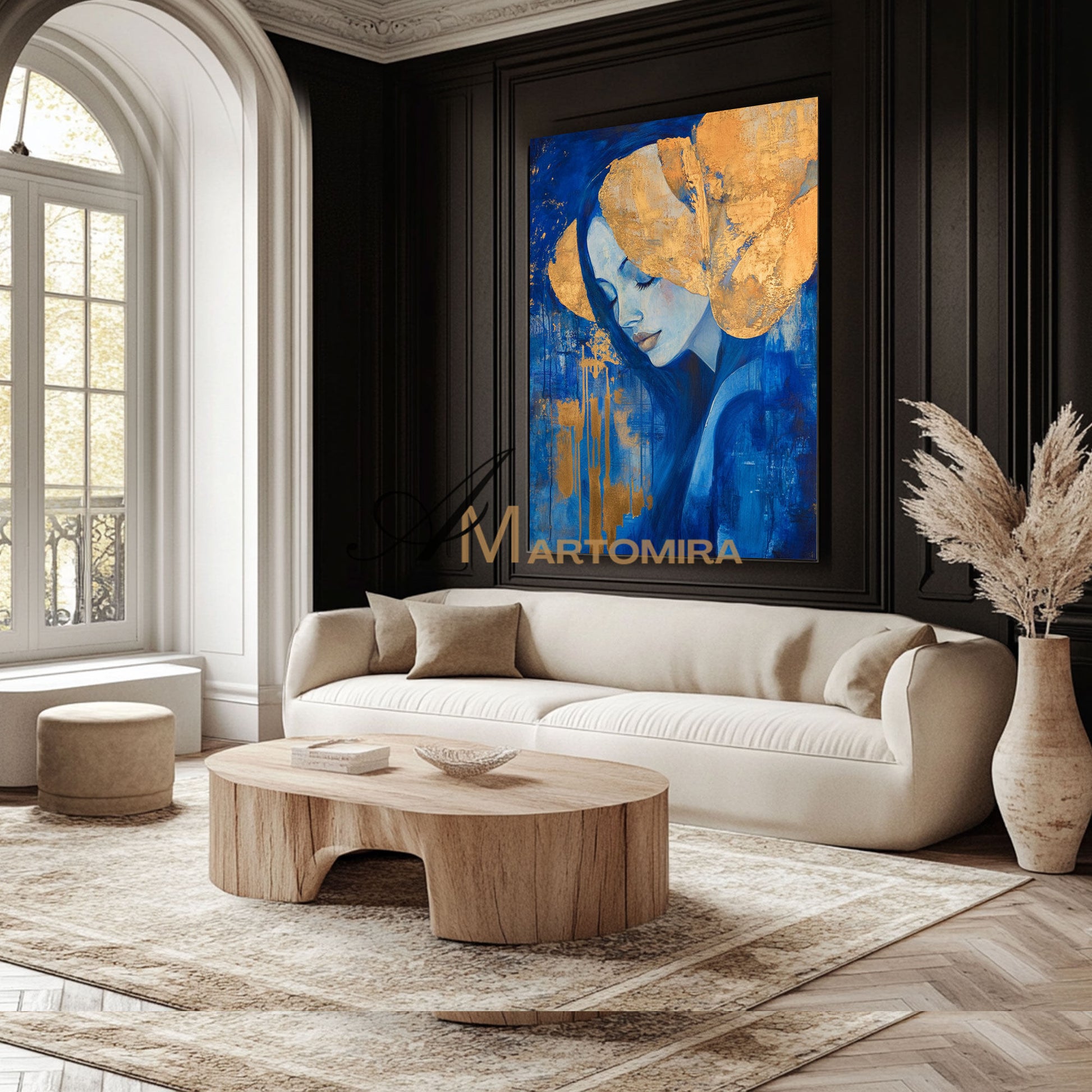 Blue And Gold Wall Art | Art Portraits | Wall Decorations | Wall Art For Bedroom #AP037