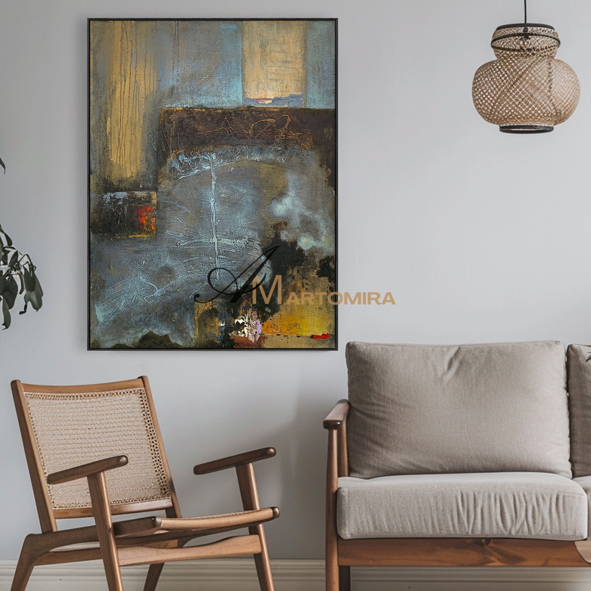 Modern Abstract Paintings | Canvas Wall Decor | Brown Wall Art | Abstract Painting For Living Room #NY008