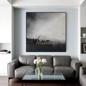 Landscape Wall Art | Horse Paintings On Canvas | Black And White Landscape Painting | Modern Art #MF058
