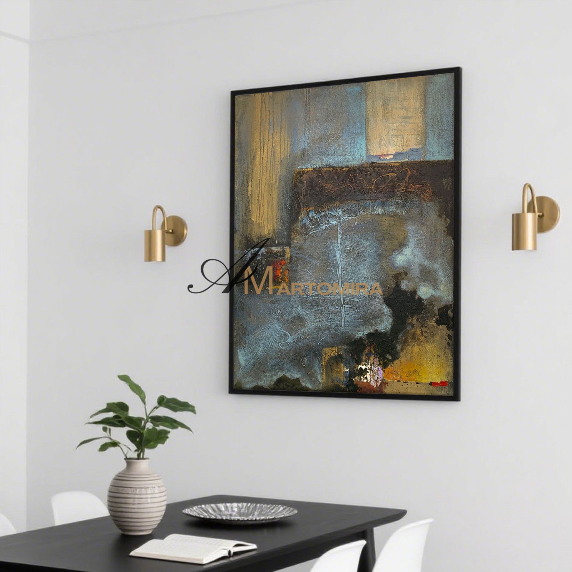 Modern Abstract Paintings | Canvas Wall Decor | Brown Wall Art | Abstract Painting For Living Room #NY008