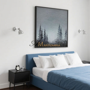 Tree Wall Art | Landscape Wall Art | Paintings Of Trees | Black And Gray Wall Art  #MF059