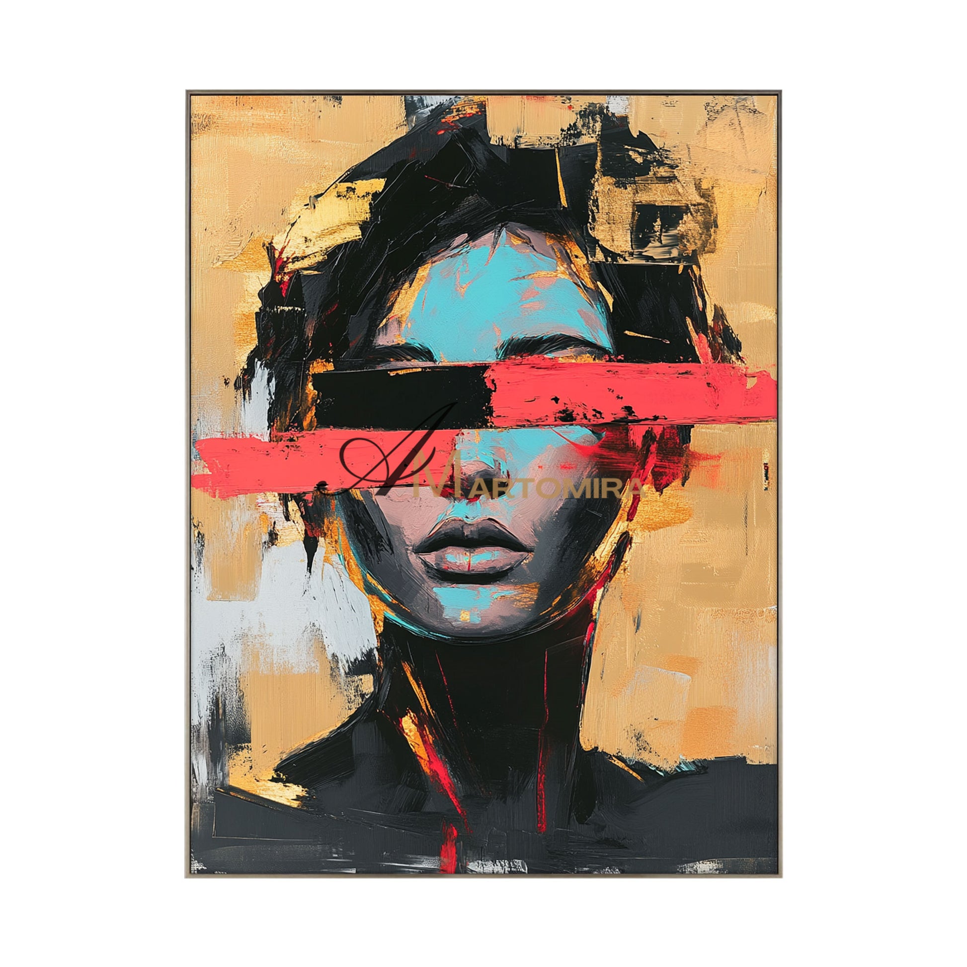Abstract Portraits | Yellow And Black Wall Art | Large Canvas Wall Art | Woman Painting #AP007