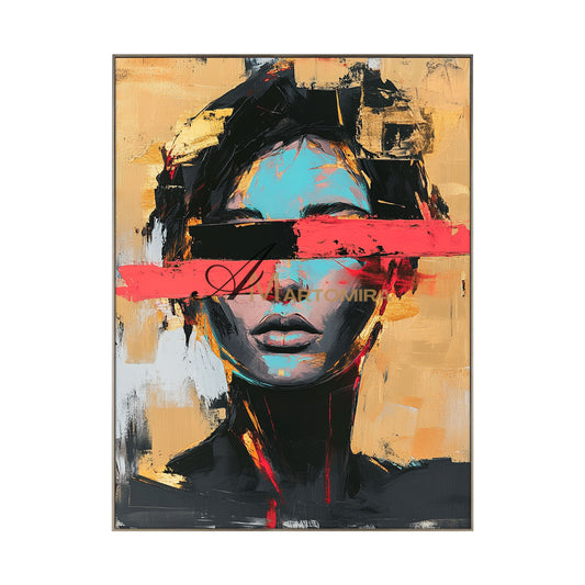 Abstract Portraits | Yellow And Black Wall Art | Large Canvas Wall Art | Woman Painting #AP007