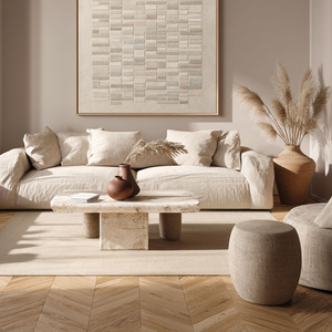 Minimalist Geometric Block Pattern Neutral Textured Wall Art in Soft Beige, Warm Brown, Light Grey, Medium Grey Tones Modern Abstract Decor for Office, Hallway, Dining Room, Bedroom, Living Room