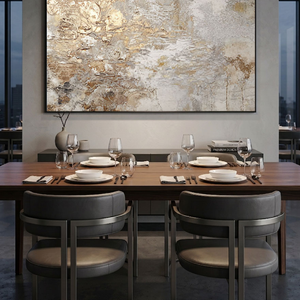 Abstract Beige and Gold Landscape Painting - Textured Wabi-Sabi Wall Art | TW219