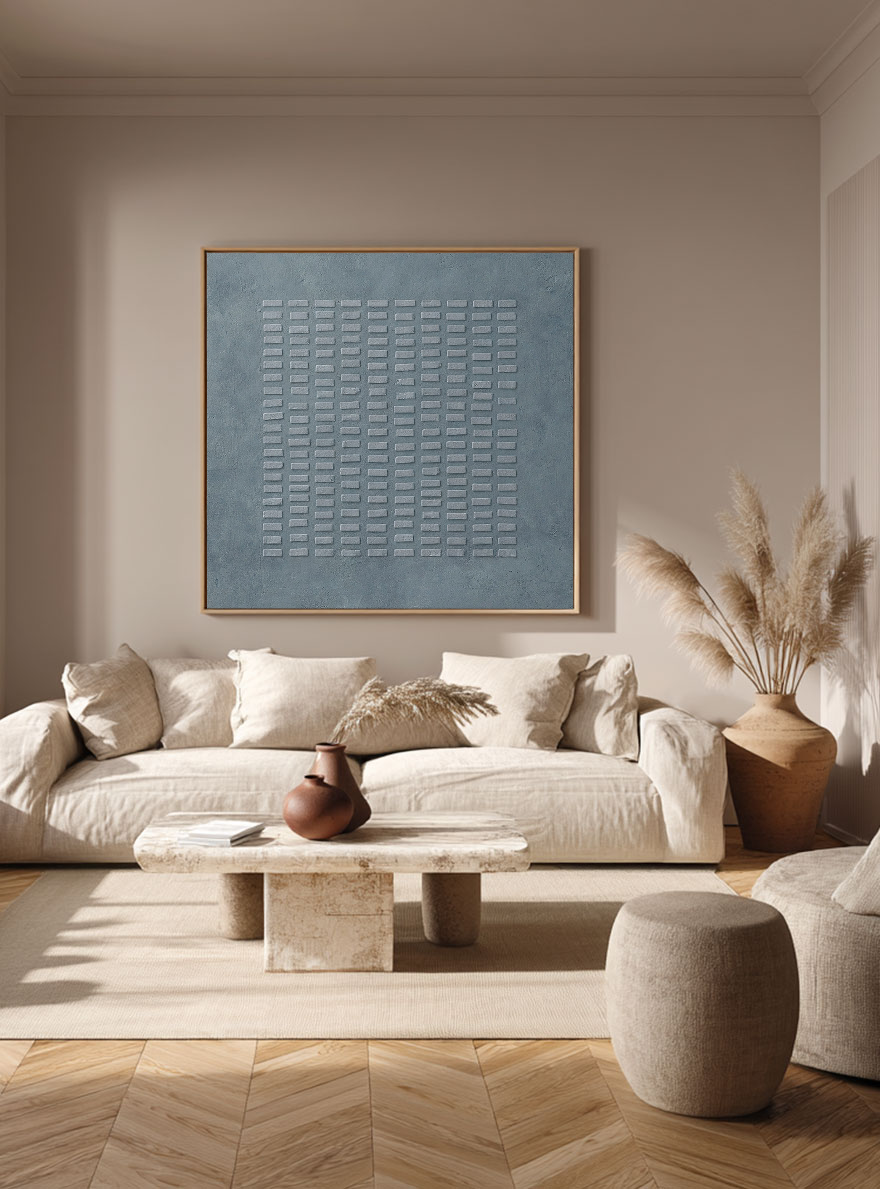 Minimalist Grey Geometric Line Textured 3D Relief Abstract Wall Art Modern Neutral Tonal Framed Decor for Living Room Office Bedroom Hallway Dining Room
