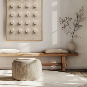 Minimalist Beige 3D Raised Circle Geometric Textured Plaster Wall Art for Modern Home Decor, Neutral Abstract Wall Decor with Stucco Texture, Wabi-Sabi Inspired? No Symmetric! Correct: Neutral Abstract 3D Circle Geometric Textured Plaster Wall Art