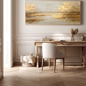 Abstract Gold Leaf Forest Landscape Painting - Warm Beige Trees | Artomira