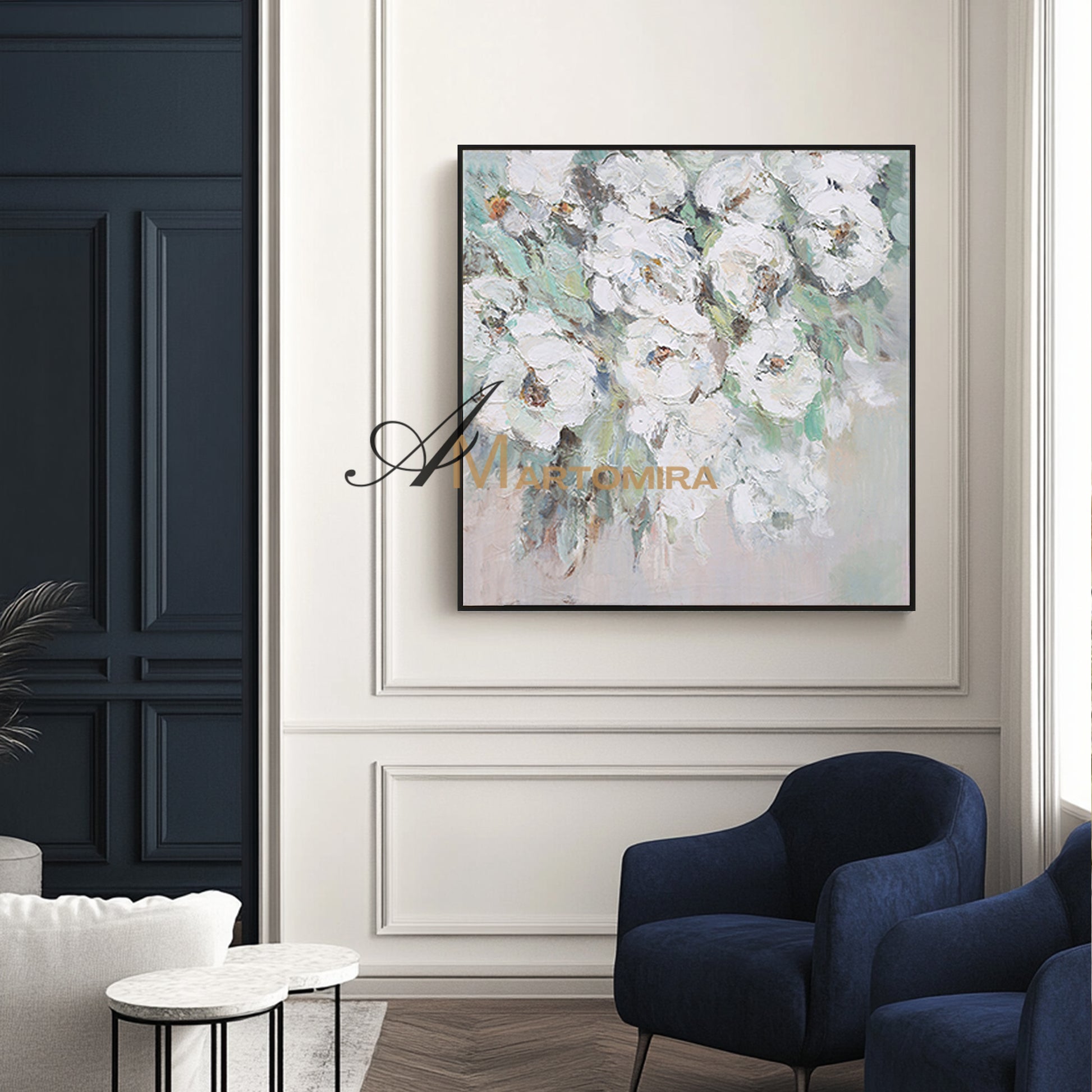 Square Wall Art | Flower Paintings On Canvas | Flower Wall Art | Decorative Wall Art #DF039
