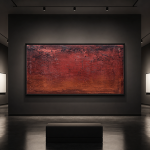 Deep Red Brown Dark Grey Abstract Textured Plaster Wall Art Rich Warm Toned Modern Decorative Artwork for Contemporary Living Spaces Bedroom Dining Room Office Hallway Interior Design