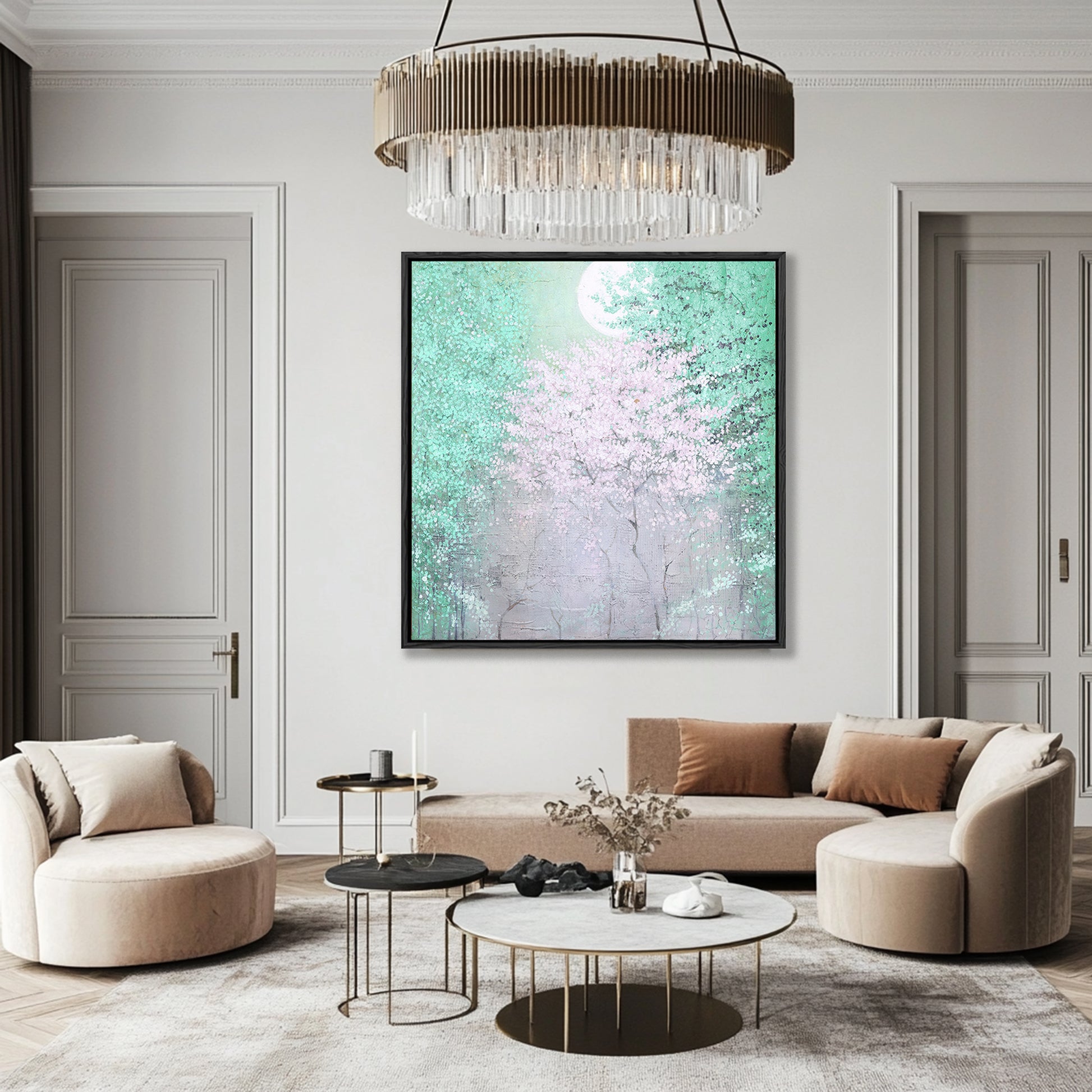 Paintings Of Trees | Green Wall Art | Landscape Canvas Painting | Contemporary Wall Decor #DF015