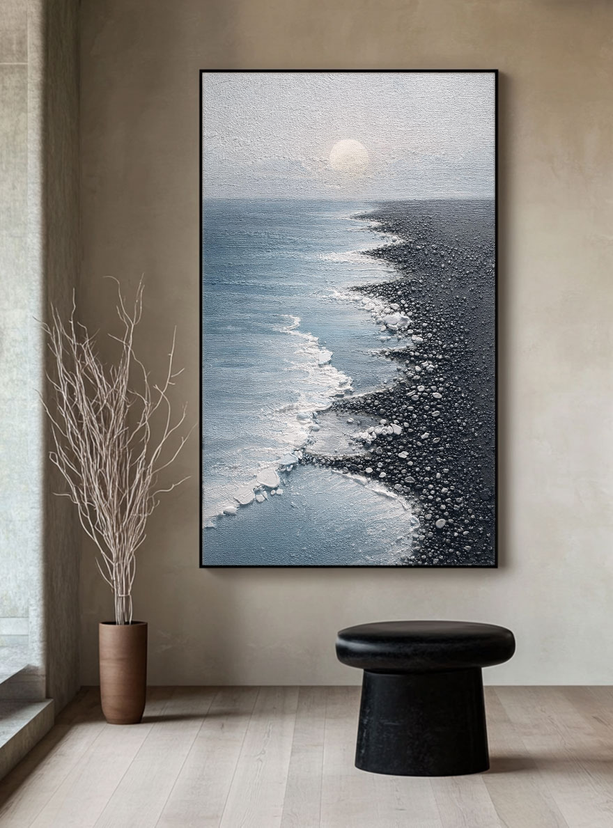 Wabi-Sabi-Kunst | Großformatige abstrakte Wandkunst | Schwarz-Weiß-Leinwandkunst | Abstrakte minimalistische Wandkunst #AH147