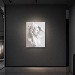 Portrait White Light Gray Textured Plaster 3D Relief Vertical Wall Art for Bedroom Living Room