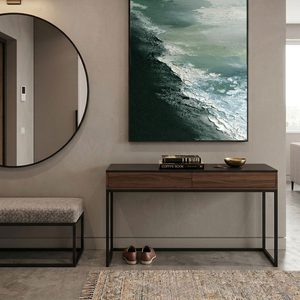 Abstract Coastal Ocean Wave Black Sand Beach Thick Impasto Textured Canvas Wall Art Modern Minimalist Decor for Living Room Bedroom Office Hallway Dining Room