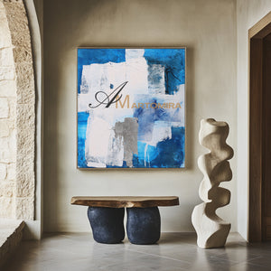 Blue And White Wall Art | Modern Abstract Oil Painting | Minimalist Abstract Art #DF025