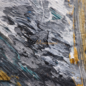 Square Wall Art | Black And Gold Wall Art | Modern Abstract Wall Art | Large Canvas Art #DF061