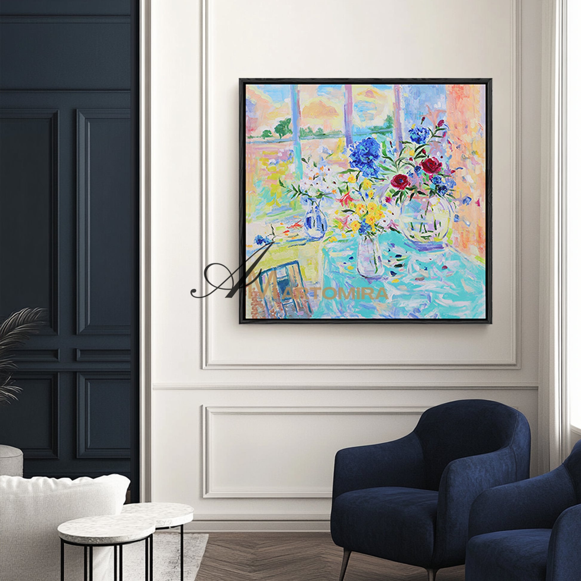 Colorful Wall Art | Flower Vase Painting | Floral Art Wall | Canvas Art Wall Decor #DF038