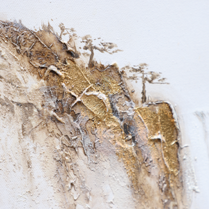 Painting Of The Mountains | Gold White Wall Art | Minimalist Abstract Art | Wabi Sabi Art #DF008
