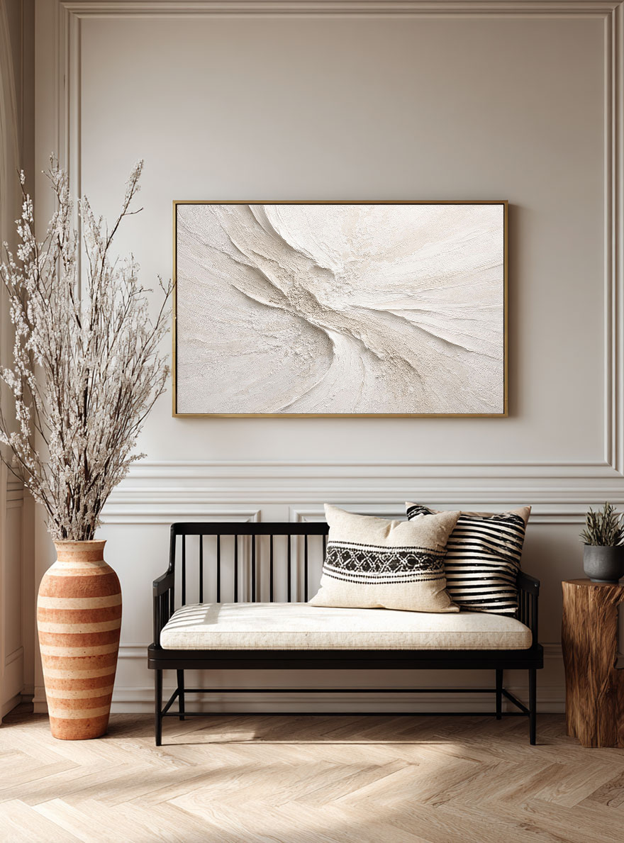 Wabi Sabi Sand Textured Canvas Painting for Bedroom | Artomira