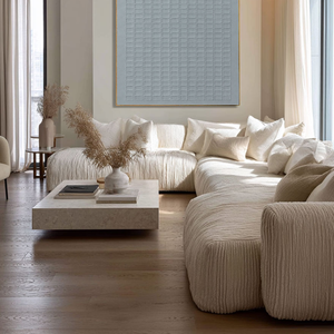 Minimalist Medium Grey Geometric Grid 3D Textured Abstract Wall Art for Living Room Office Bedroom Modern Neutral Home Decor