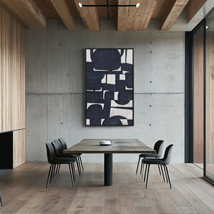 Black And White Abstract Art | Minimalist Abstract Art | Large Art Canvas | Wall Art For Living Room #DF012