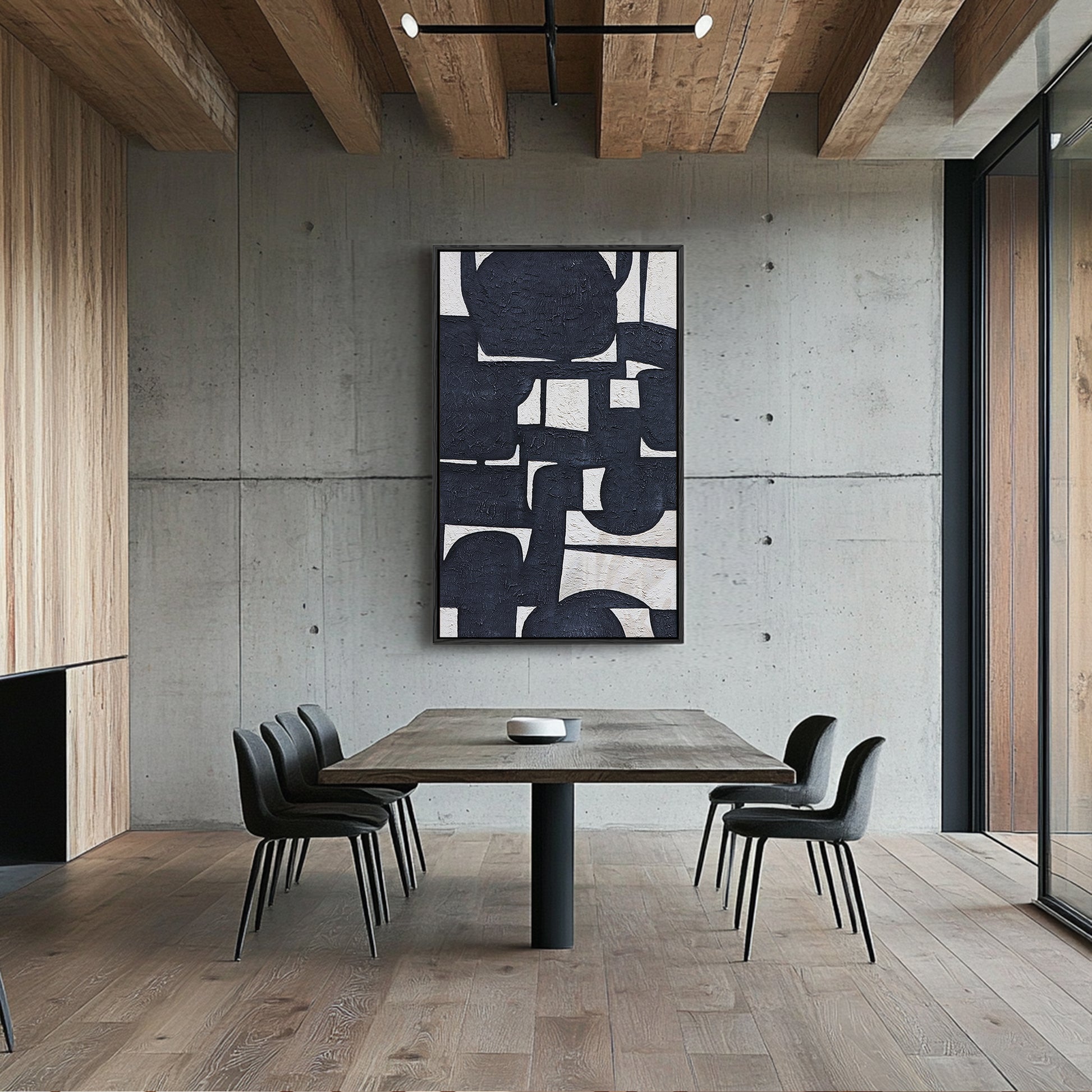 Black And White Abstract Art | Minimalist Abstract Art | Large Art Canvas | Wall Art For Living Room #DF012