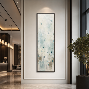 Abstract Teal Blue Beige Brown Botanical Canvas Wall Art Minimalist Floral Stem Nature Painting for Modern Home Decor Living Room Bedroom Office