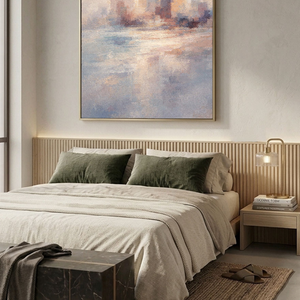 Soft Tonal Impressionist New York City Skyline with Water Reflection Vintage Wall Art for Modern Living, Bedroom, Dining, Office & Hallway Spaces
