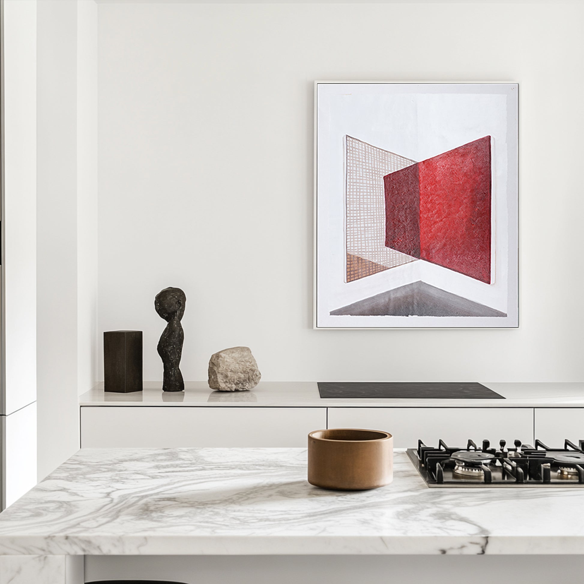 Red And White Wall Art | Abstract Geometric Art | Minimalist Abstract Art #DF017