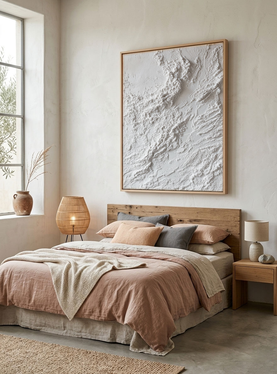 Minimalist White Abstract Textured Plaster Wall Art Neutral Wabi Sabi Inspired Modern Decor for Calm Spaces
