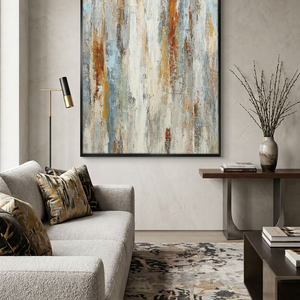 Abstract Neutral Vertical Stripes Textured Wall Art Modern Muted Brown Beige White Grey Artwork for Contemporary Living Room Bedroom Office Dining Room Hallway Decor