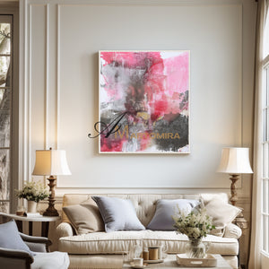 Square Wall Art | Pink And Grey Abstract Art | Minimalist Abstract Art | Wall Art Decor #DF018