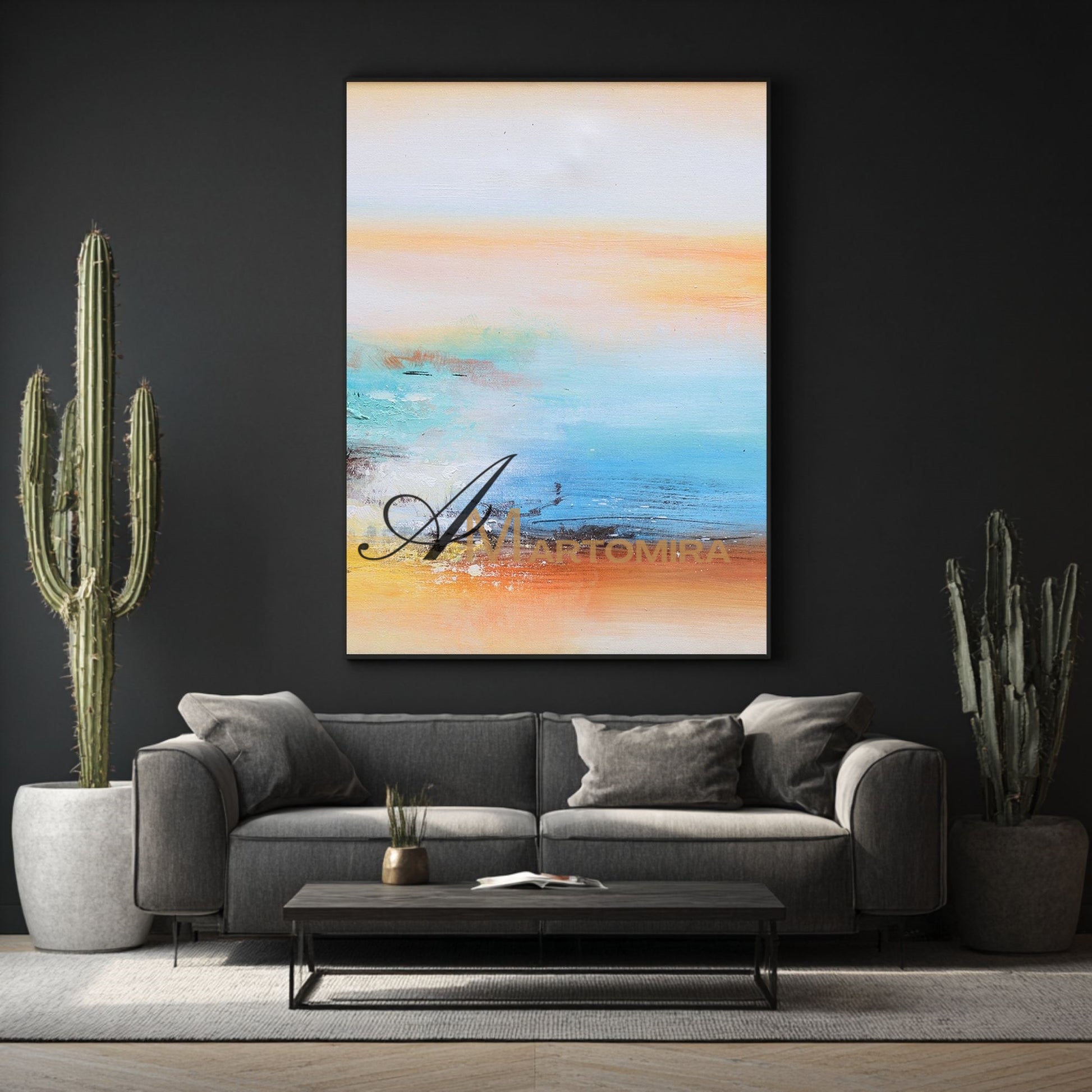 Lake Canvas Wall Art | Modern Abstract Wall Art | Abstract Landscape Wall Art #DF010