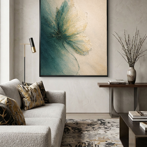 Abstract Textured Blue Beige White Flower Canvas Wall Art Modern Minimalist Textured Artwork for Living Room Bedroom Office Dining Room Hallway
