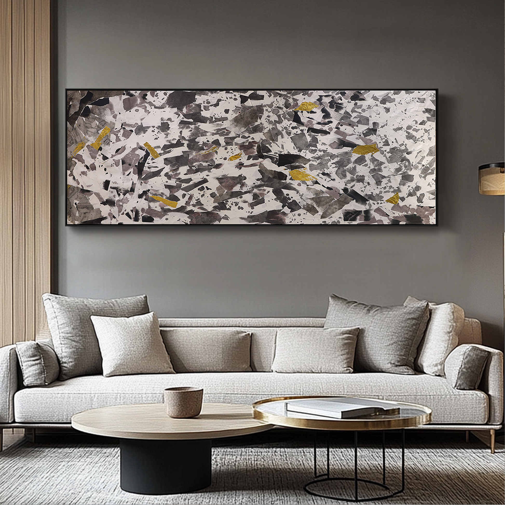 Black And White Wall Art | Abstract Art | Modern Abstract Wall Art | Large Horizontal Wall Art #DF052