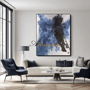 Black And Blue Abstract Art | Minimalist Abstract Art | Modern Wall Decor Art | Large Canvas Art #DF053