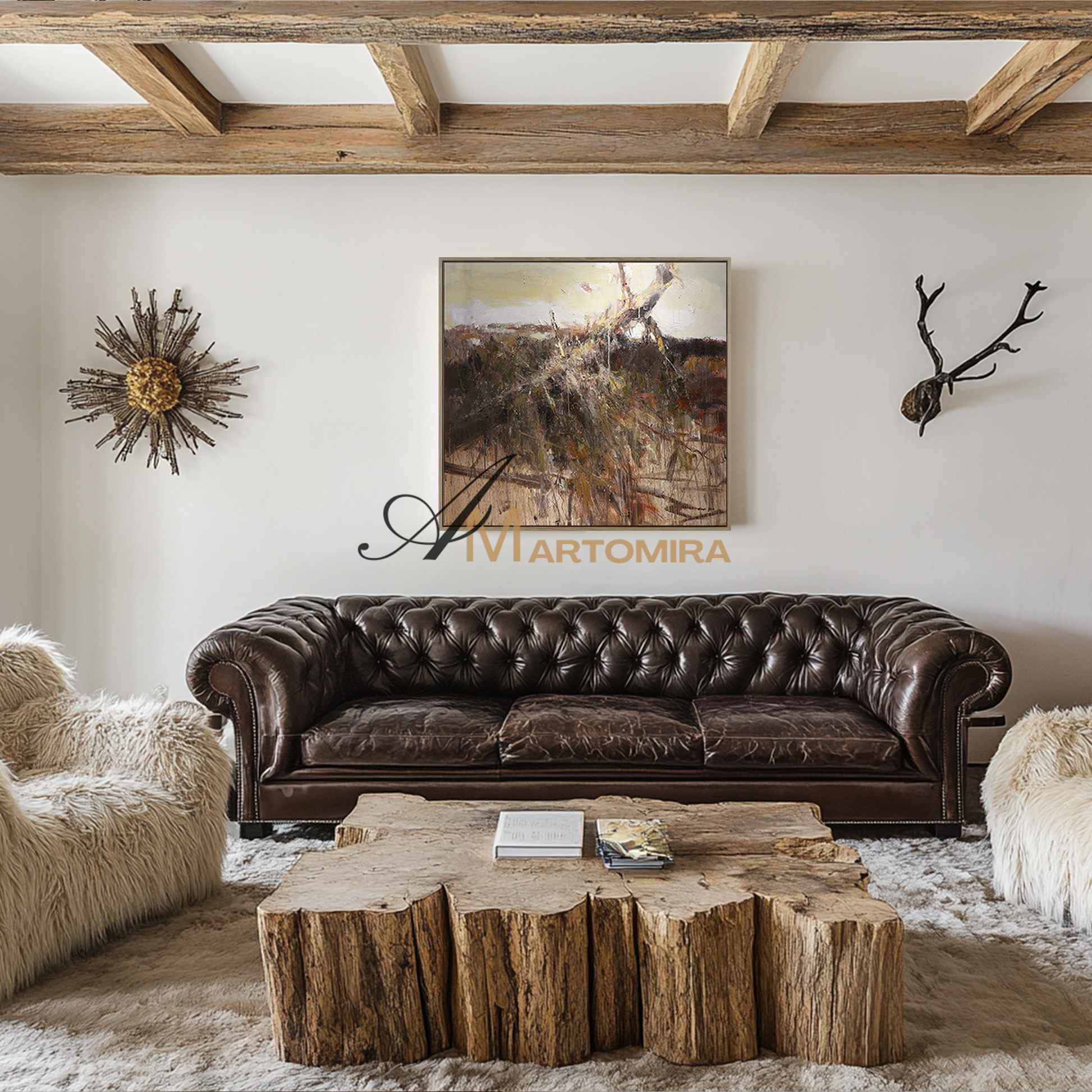 Wabi Sabi Art | Brown Wall Art | Abstract Modern Art Canvas | Textured Wall Art For Living Room #DF051