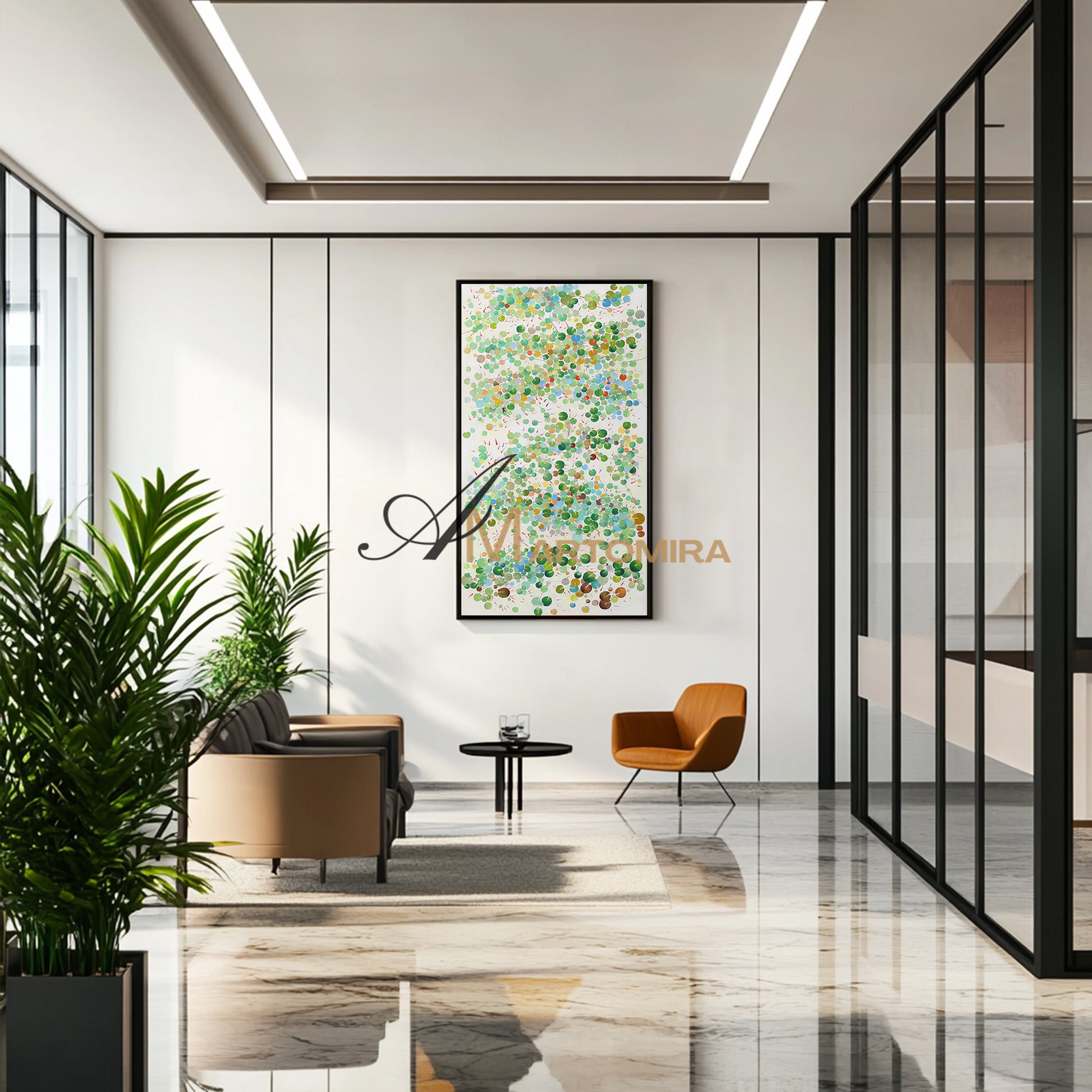 Green Abstract Art | Absrract Circle Paintings | Modern Abstract Art | Wall Art For Bedroom #DF031