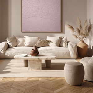 Pink Geometric Arch Plaster Relief Painting | Hand-Painted Textured Wall Art