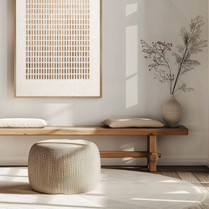 Minimalist Abstract Geometric Beige White Gradient Line Grid Textured Canvas Wall Art Neutral Tone Modern Home Office Living Room Decor#TW187