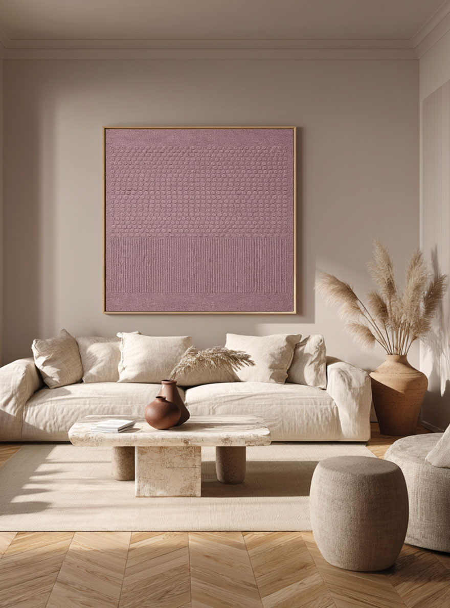 Muted Pink Textured Abstract Wall Art with Geometric Dots and Lines Minimalist Modern Framed Artwork for Contemporary Living Room Bedroom Dining Room Office Hallway Decor