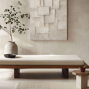 Minimalist Asymmetrical Neutral Geometric Blocks Wabi Sabi Wall Art, Beige & Light Brown Muted Tone 3D Relief Plaster Artwork, Modern Textured Abstract Decor for Contemporary Home