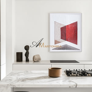 Red And White Wall Art | Abstract Geometric Art | Minimalist Abstract Art #DF017