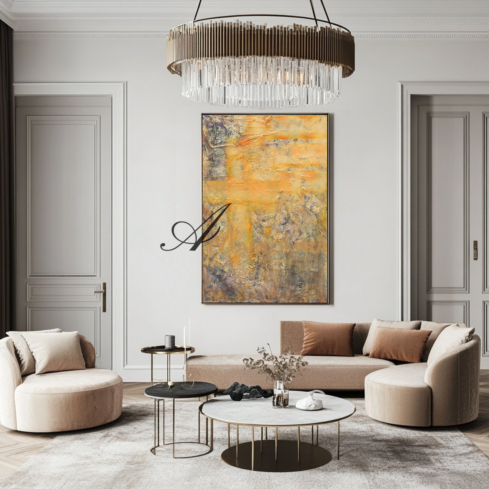 Textured Wall Art | Abstract Textured Canvas Art | Gold Acrylic Paint #DF034