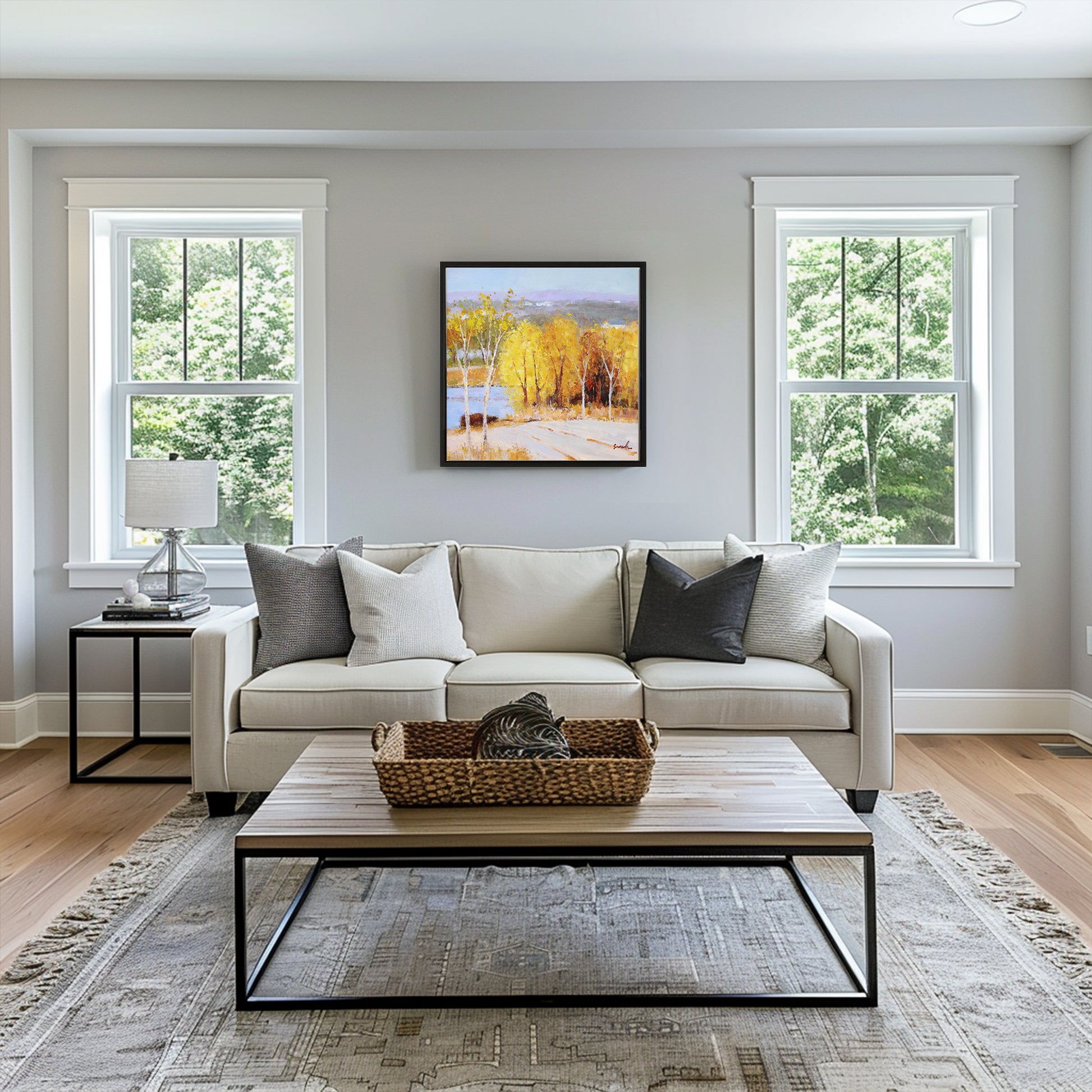 Landscape Wall Art Canvas | Autumn Painting | Tree Painting | Paintings For Living Room #DF023