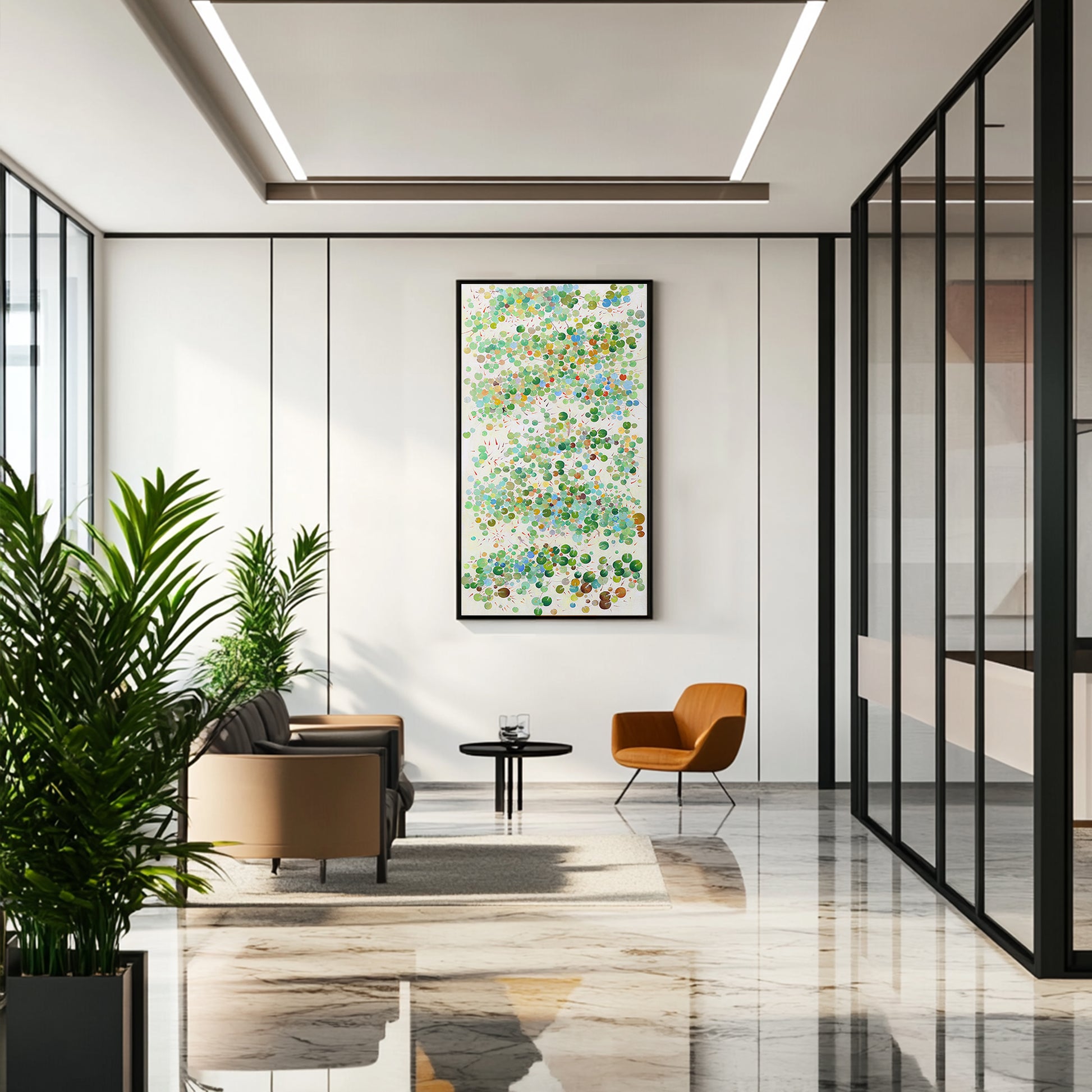 Green Abstract Art | Absrract Circle Paintings | Modern Abstract Art | Wall Art For Bedroom #DF031