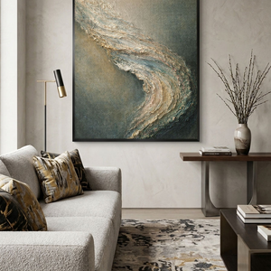 Abstract Textured Impasto Wall Art Muted Dark Grey Beige Light Grey Curved Wave Canvas Modern Minimalist Home Decor for Living Room Bedroom Office Dining Room Hallway