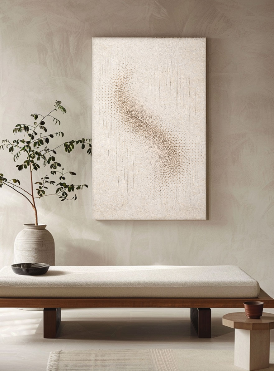 Minimalist Beige Brown Abstract Wabi Sabi Textured Geometry and Lines Wall Art for Modern Home Decor Living Room Bedroom Office Neutral Tone Artwork