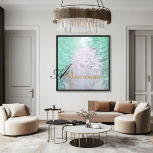 Paintings Of Trees | Green Wall Art | Landscape Canvas Painting | Contemporary Wall Decor #DF015
