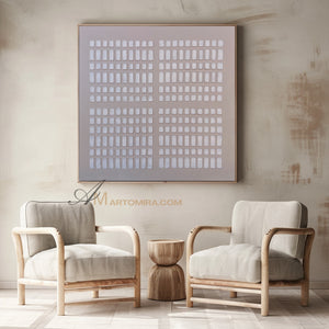 Wabi-Sabi Minimalist Beige Textured Grid Painting | Modern Geometric Square Canvas | Serene Abstract Wall Art | Minimal Home Decor
